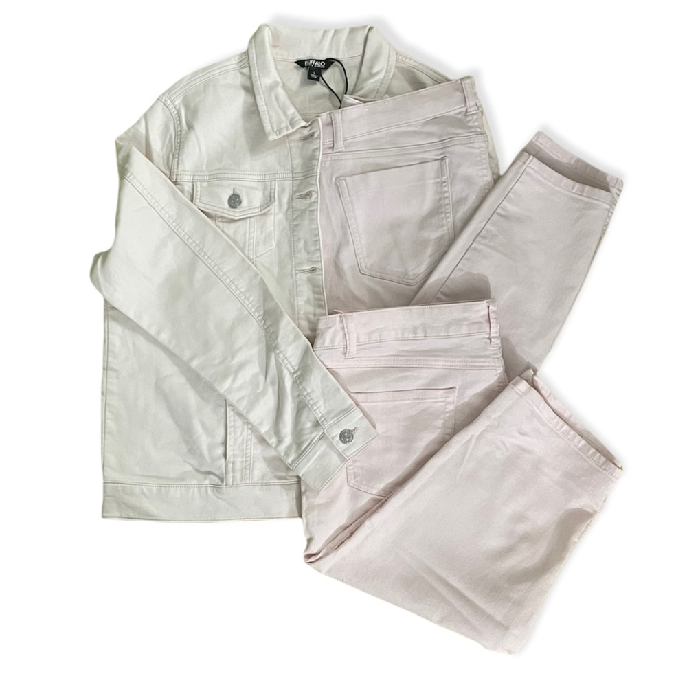 Denim Jean set from Ellen Tracy in beautiful peach blush color